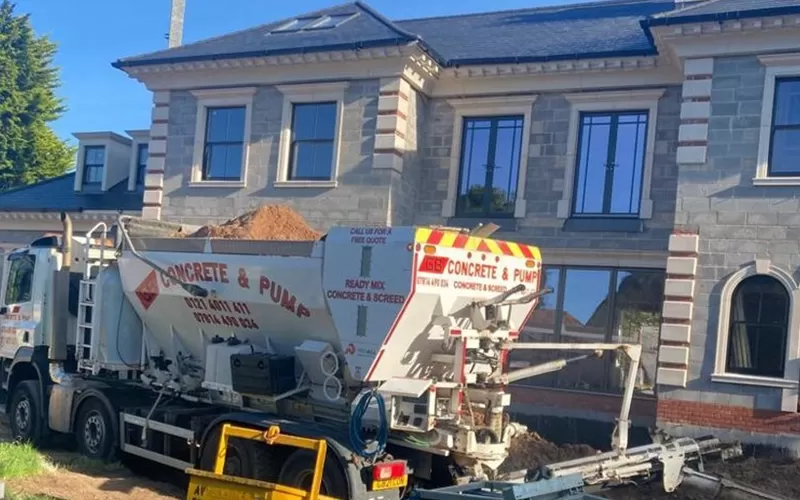 GB Concrete & Pump delivering concrete to clients house